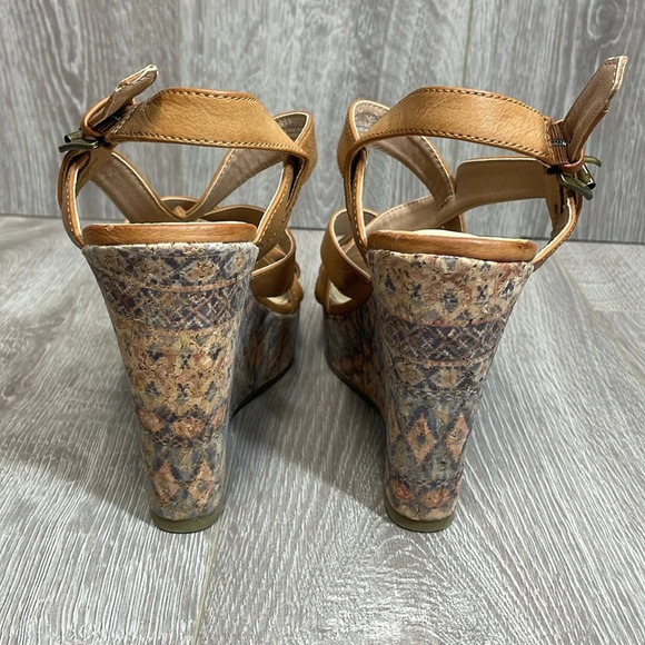 Rampage Hemish Wedge Platform Sandals Strappy Boho Cork 10M - Picture 4 of 16